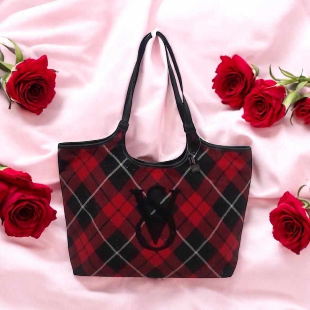Victoria’s Secret Red & Black plaid shoulder bag NWT